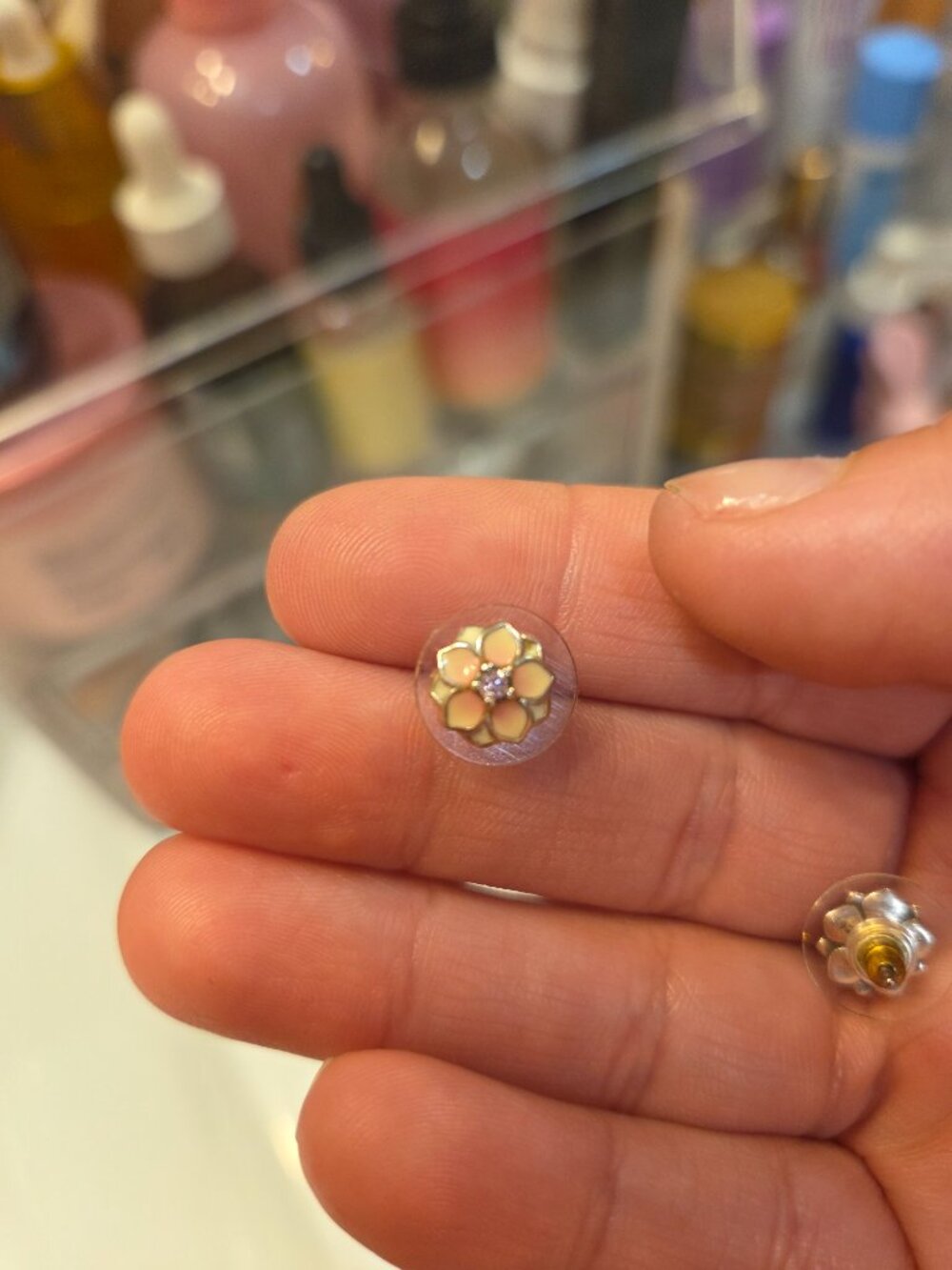 Pandora white and pink flower studs - Picture 6 of 7